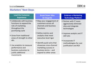 Marketers’ Next Steps
       Lead the Customer             Break Down Silos         Embrace a Marketing
          Experien...